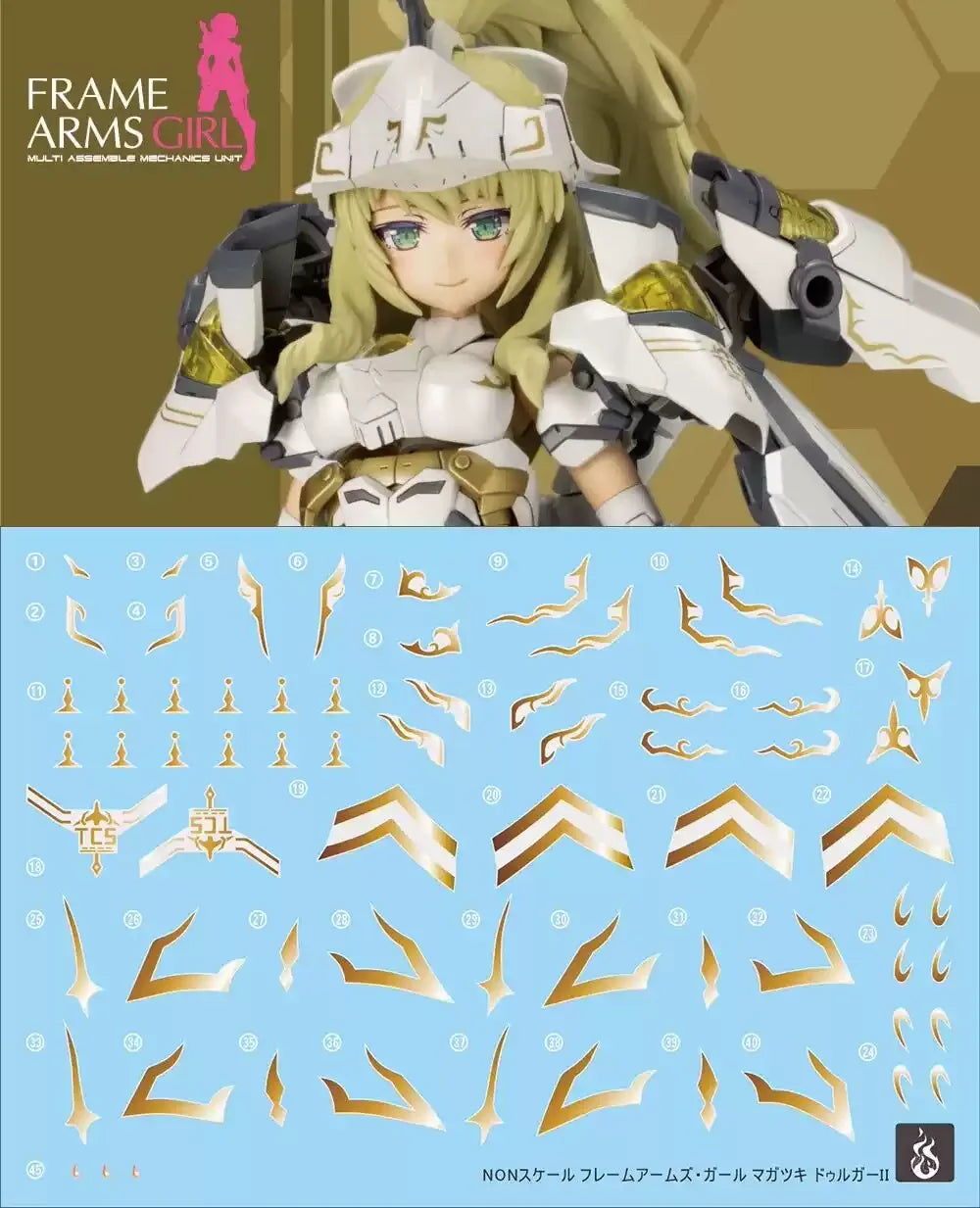 figurine collection anime détaillée yeux stylisés blanc doré bleu rose