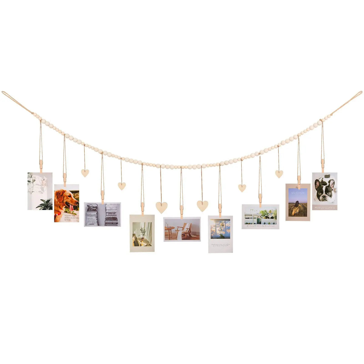 guirlande décorative bohème bois pinces linge photos chambre salon rustique minimaliste