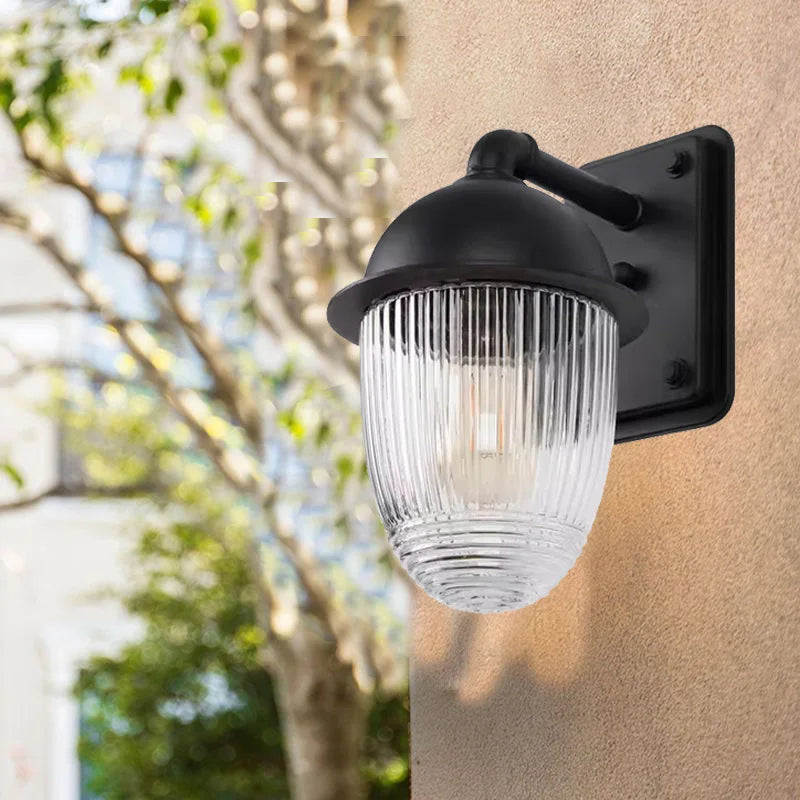 lampe murale transparente noir classique éclairage extérieur verre trempé rayures verticales électronique led vis