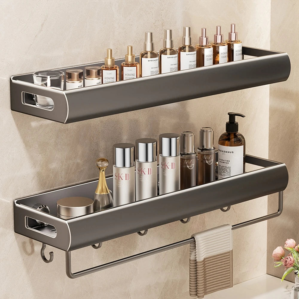 étagère murale adhésive sans perçage gris métallisé moderne 30cm 40cm 50cm 60cm