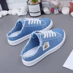 chaussures plates femmes toile bleu clair franges décontractées lacets blanc noir casual