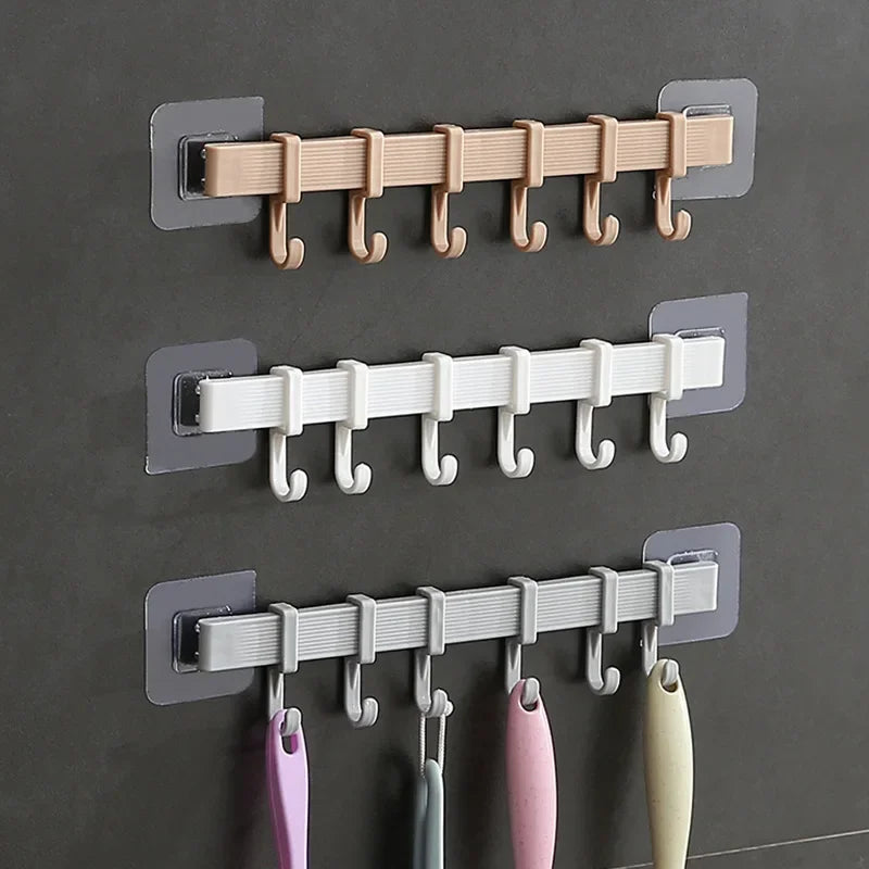 support mural adhésif crochets rayures horizontales moderne cuisine organisation blanc beige gris durable