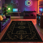 tapis vert noir terrain football motifs floraux moderne salon chambre décorationextérieur sdb commercialisation