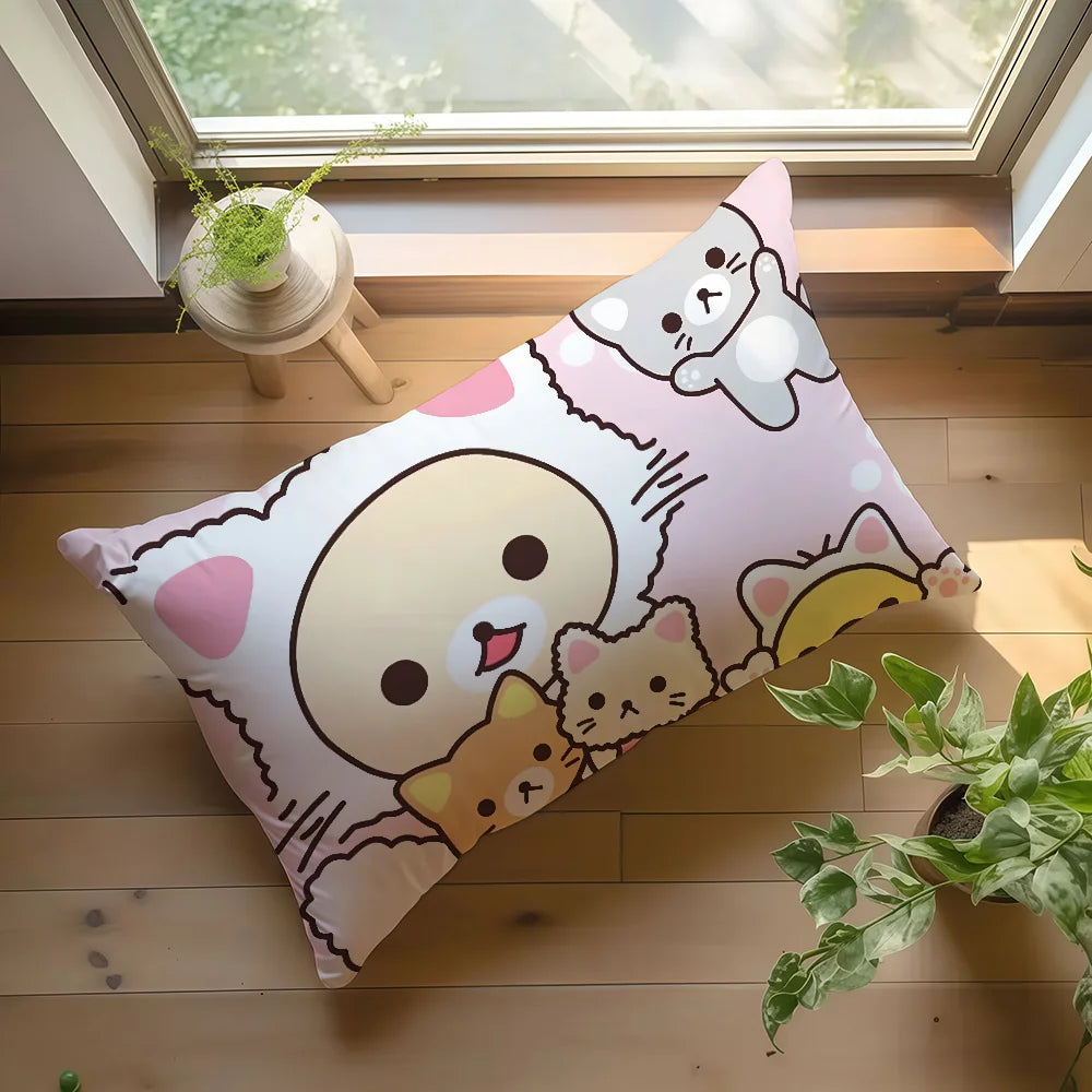 housse coussin animaux mignons rose blanc polyester dimension 12x20in cartoon kawaii chambre salon