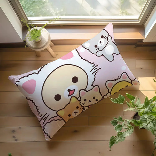 housse coussin animaux mignons rose blanc polyester dimension 12x20in cartoon kawaii chambre salon