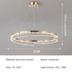Suspension lumineuse moderne or transparent franges cristal led dimmable semi encastré