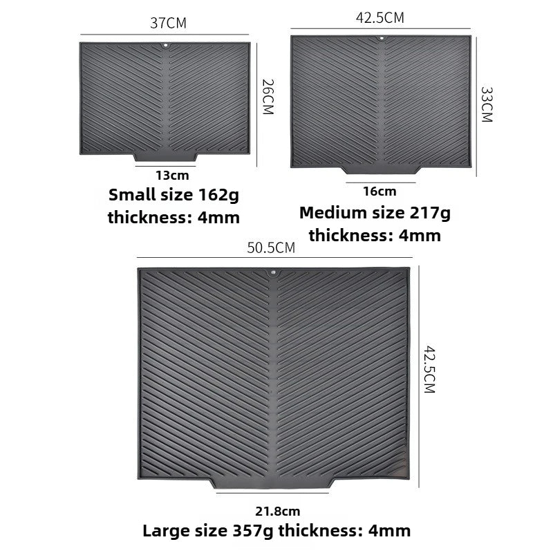 tapis drainage silicone gris moderne rayures diagonales antidérapant respectueux environnementuisine
