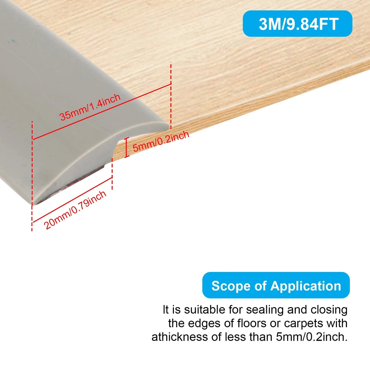 joint seuil adhésif texture bois moderne gris rouge protection sol PVC 3m