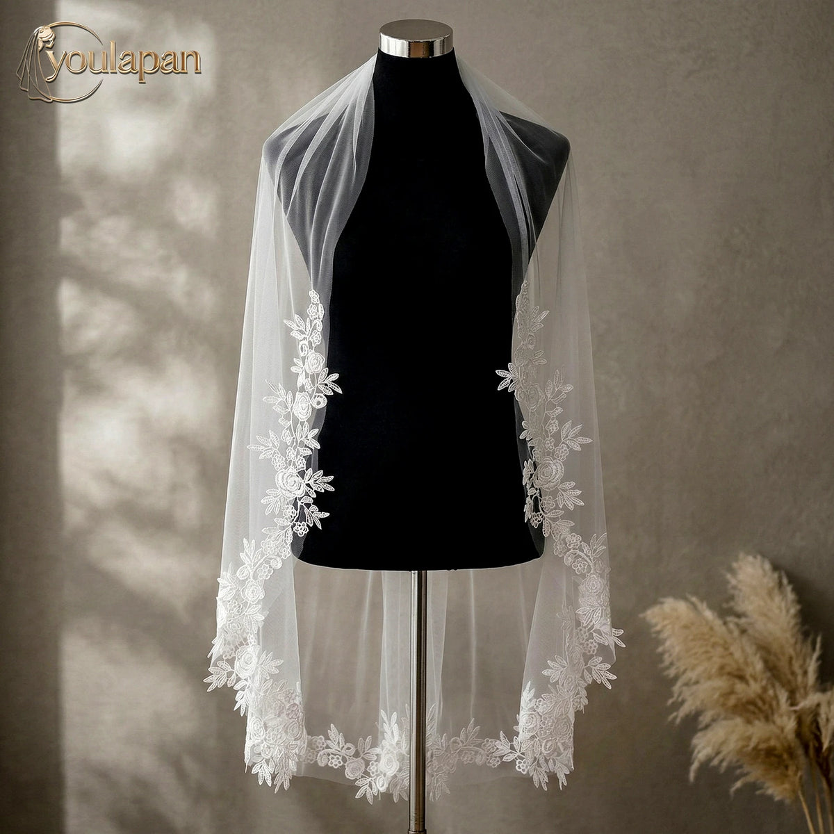 voile mariée blanc broderie florale translucide classique longueur 100cm largeur 160cm soirée mariage