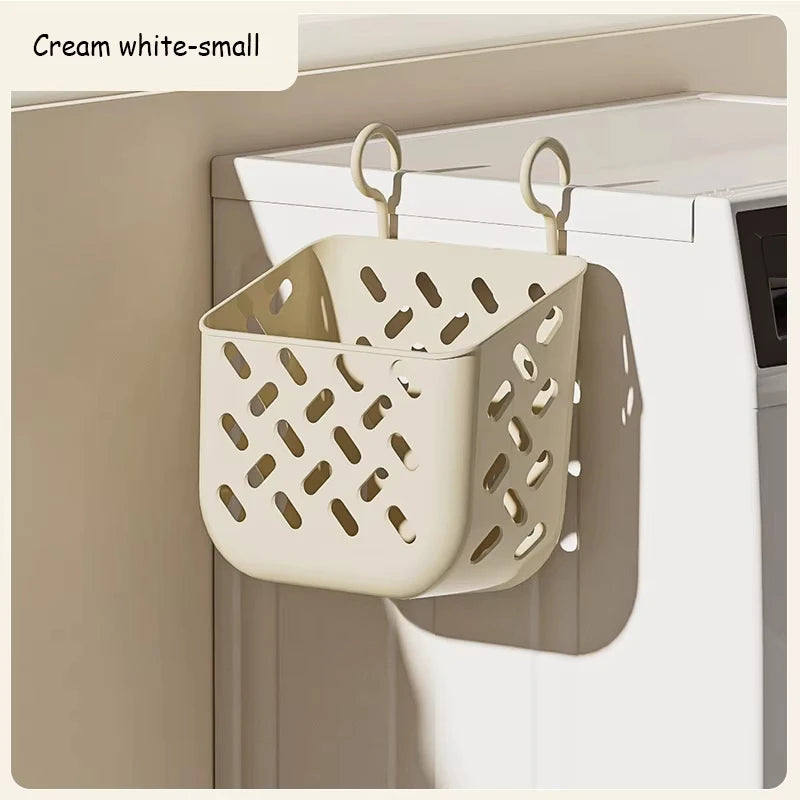 panier linge blanc marron perforé pliable moderne fixé mur multifonctionnel