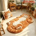 tapis peluche chaton orange blanc 3d décoratif chambre salon coussin assorti pile désossée