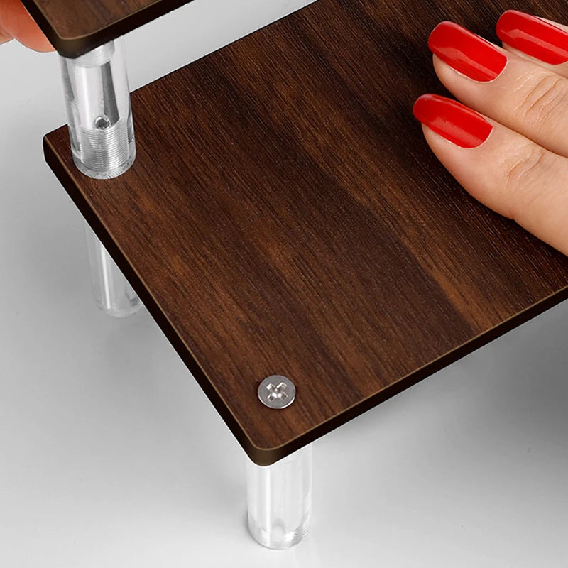 présentoir bois marron moderne étagère transparent vis fixations mariage anniversaire
