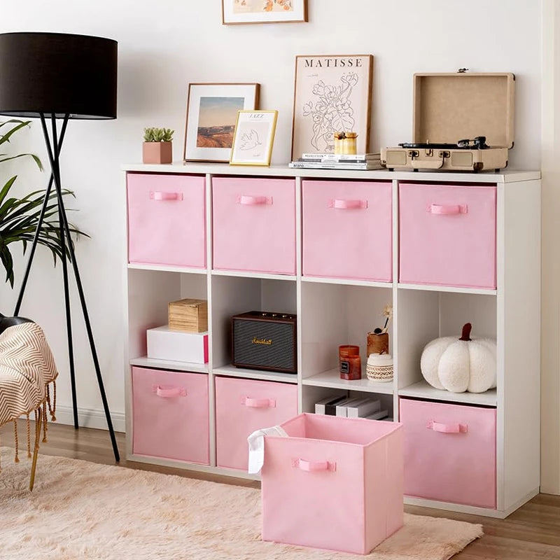Boîte de rangement cube pliable en tissu non tissé rouge