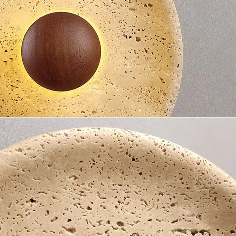 applique murale moderne pierre bois marron foncé led cuisine chambre coucher