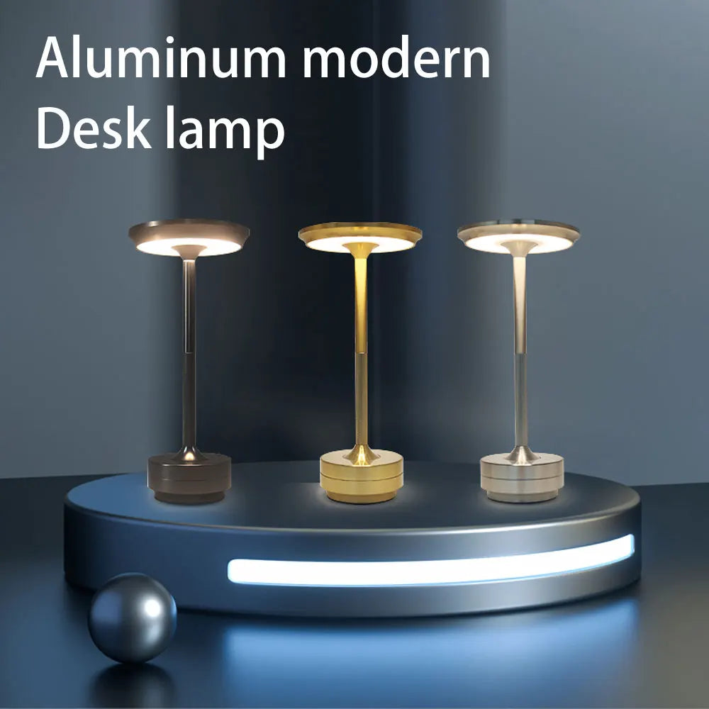 lampe moderne or noir gris rechargeable tactile led acier poli chambre coucher