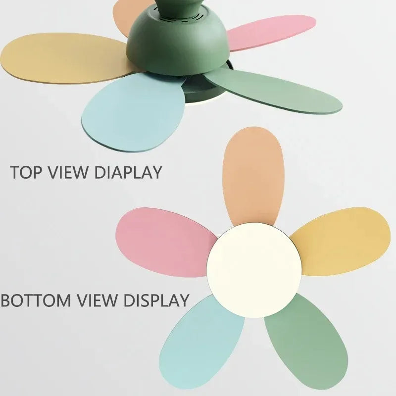 ventilateur moderne bois couleur vert rose bleu clair lampe intégrée télécommande led suspension chambre