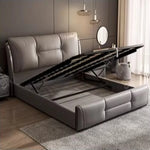 lit gris simili cuir doux moderne rangement 180cm 200cm assemblage maison