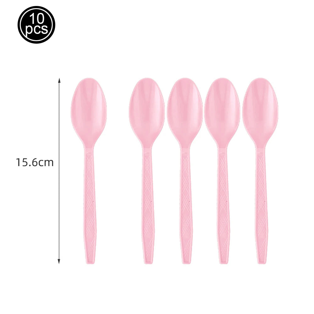 vaisselle jetable moderne rose assiettes fourchets couteaux verres serviettes anniversaire enfants fête