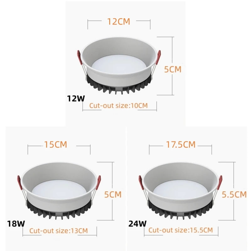 Spot LED moderne blanc clips 6000K 4000K 3000K 12W 18W 24W