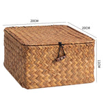 paniers rangement tressés rotin marron clair rustique couvercle utilisation multiple decorationintérieur bohème pastoral