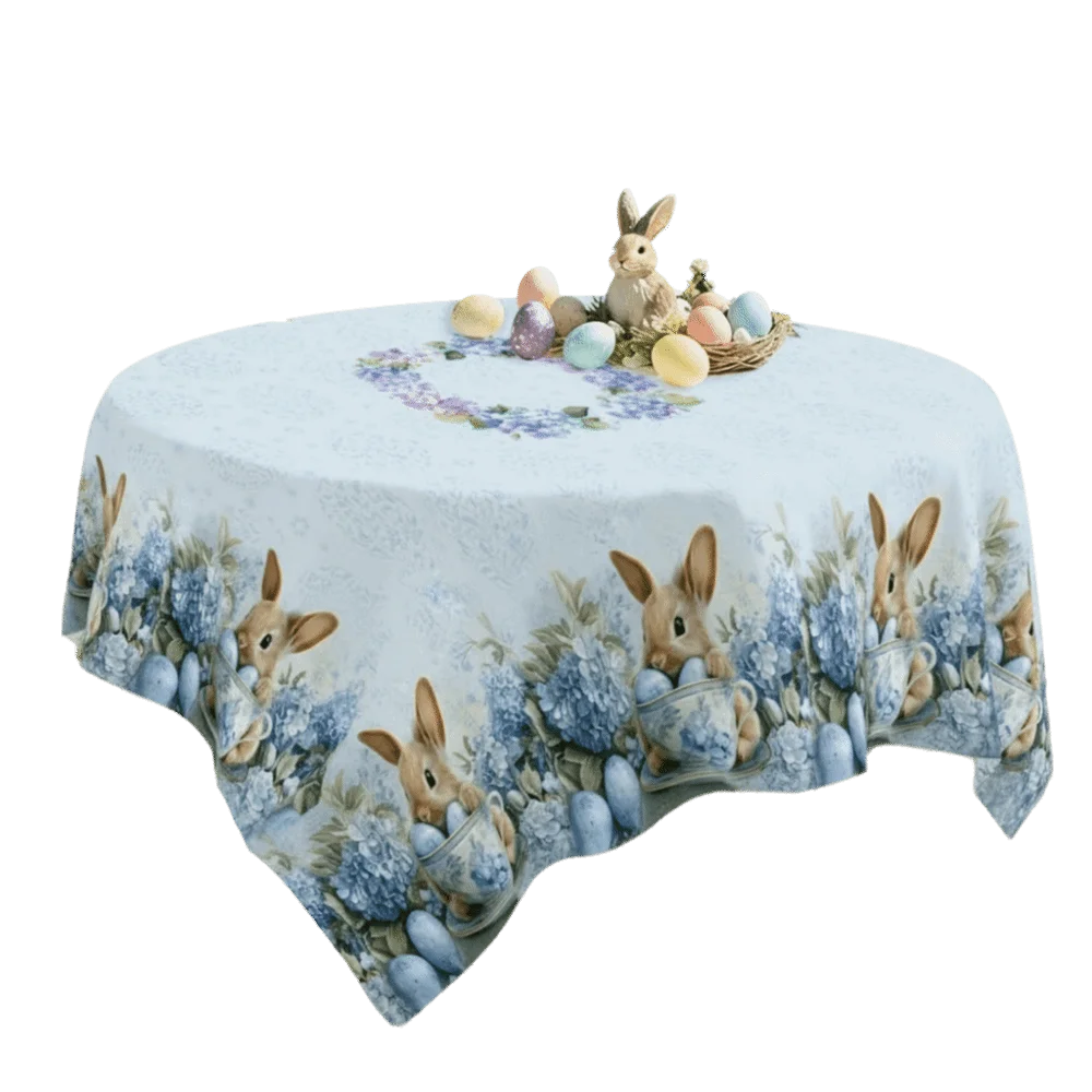nappe fleur bleue beige lapin papillon noël halloween décoration table maison rustic