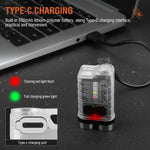 lampe torche rechargeable portable led porte clés compact moderne boutons commande noir transparent