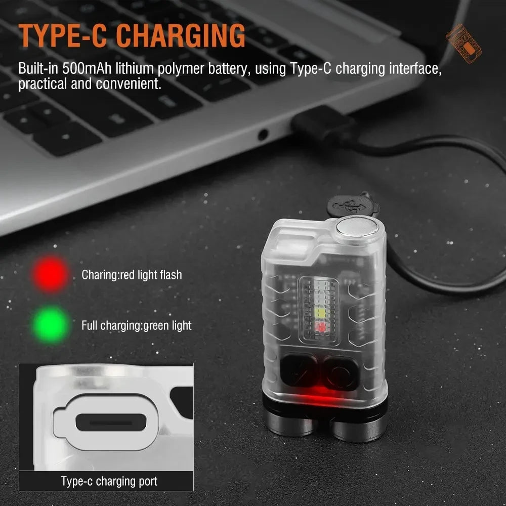 lampe torche rechargeable portable led porte clés compact moderne boutons commande noir transparent