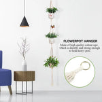 Support plante suspendue macramé blanc artisanal pot transparent