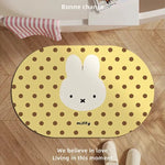 tapis bain antidérapant absorbant motifs points rouge jaune blanc lapin miffy moderne enfantin