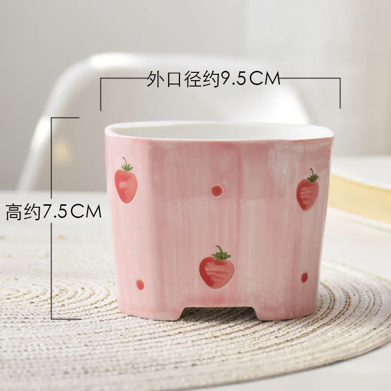 pots céramique porcelaine moderne rose blanc fleurs succulentes décoration plantes vertes ornement maison