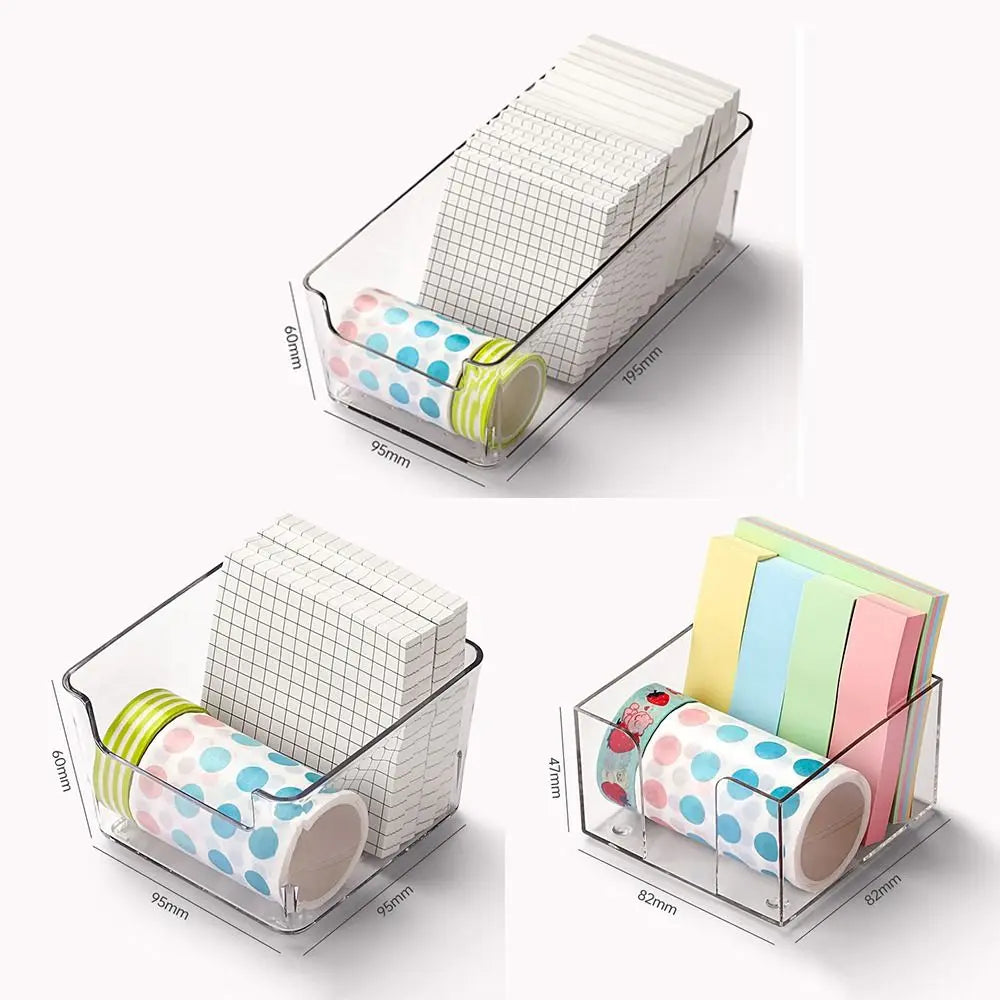 rangements transparents moderne boîtes papeterie porte articles bloc notes post it masking tapestylos ciseaux