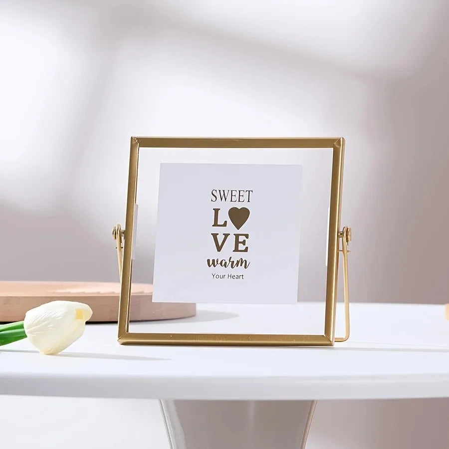 cadre photo or noir support pliable minimaliste motif typographique acrylique transparent chambre