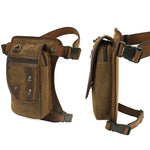sac banane toile coton vintage marron clair robuste poche zippée avant arrière