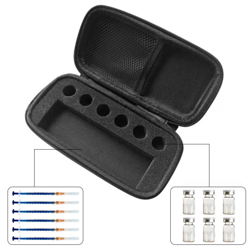rangement vials noir texturé pratique zippé seringues aiguilles pochettes transparentes réutilisable