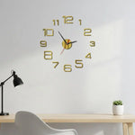 horloge murale moderne noir doré numéros blancs 40cm 50cm opaque sans cadre