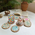 coasters rotin multicolore mosaïque floral antichoc table moderne respectueux environnement thermal insulation