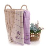 serviettes bain brodées coton polyester violet clair rayures fleurs absorption rapide douces classiques violet