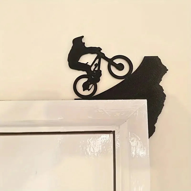 sculpture murale moderne silhouette cycliste noir adhésif abstraction intérieur décoration