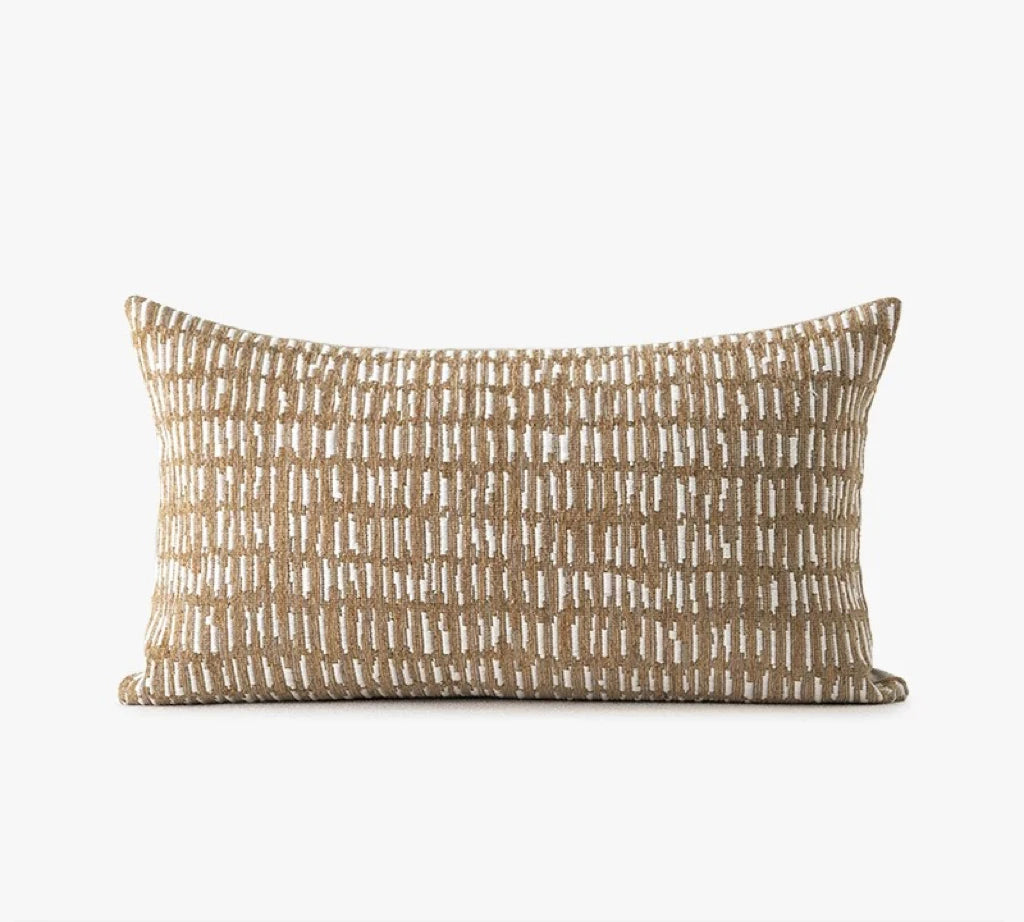 housse coussin géométrique moderne beige marron morroco polyester carré décoration maison canapé chaise voiture