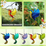 pendant oiseau suspendu vert jaune bleu artisanal tiffany motifs géométriques translucides chambre maison jardin