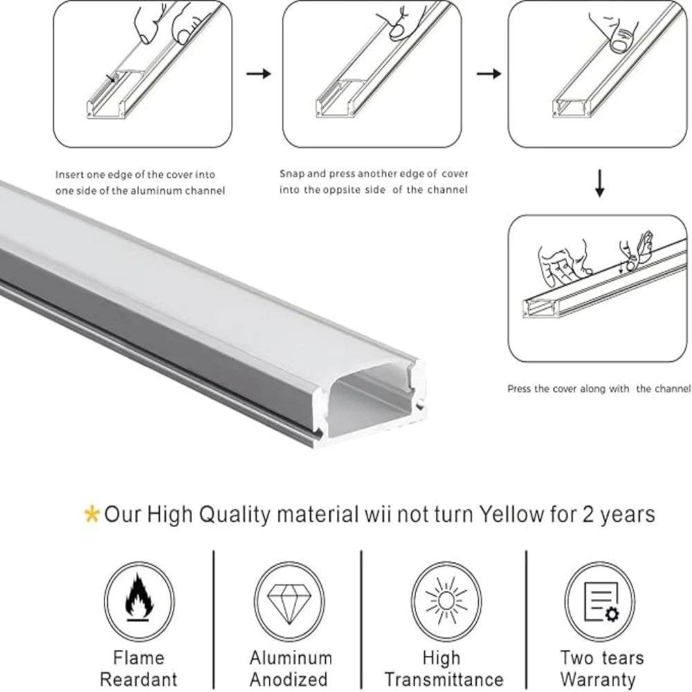 profilé aluminium bande led rigide couvercle opale argenté éclairage intérieur moderne