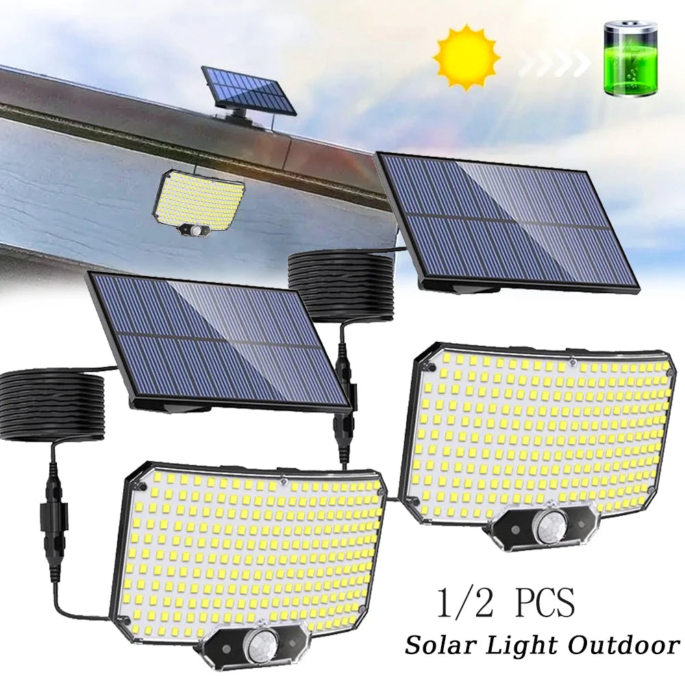 lampe solaire extérieure détecteur mouvement 234 led ip65 moderne télécommande fixations multiples