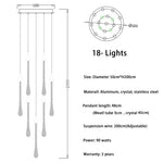 suspension lumineuse moderne or paillettes transparente élégante 18 lumières spiral led