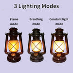 lanterne camping rétro rechargeable modes éclairage ambiance vintage métal brun noir geometrique