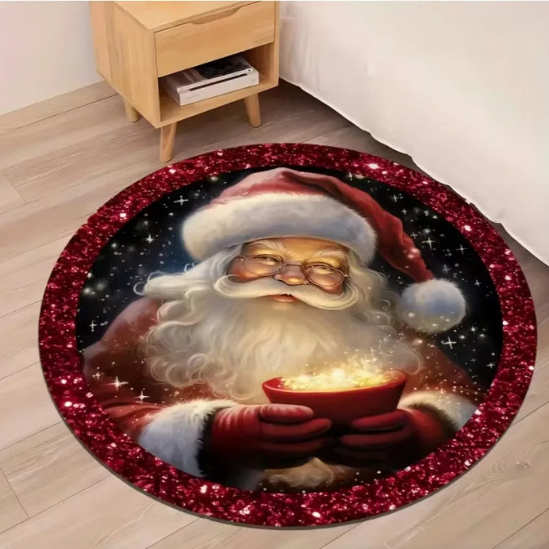 tapis rond père noël lanterne magique moderne salon chambre extérieur festive polyester