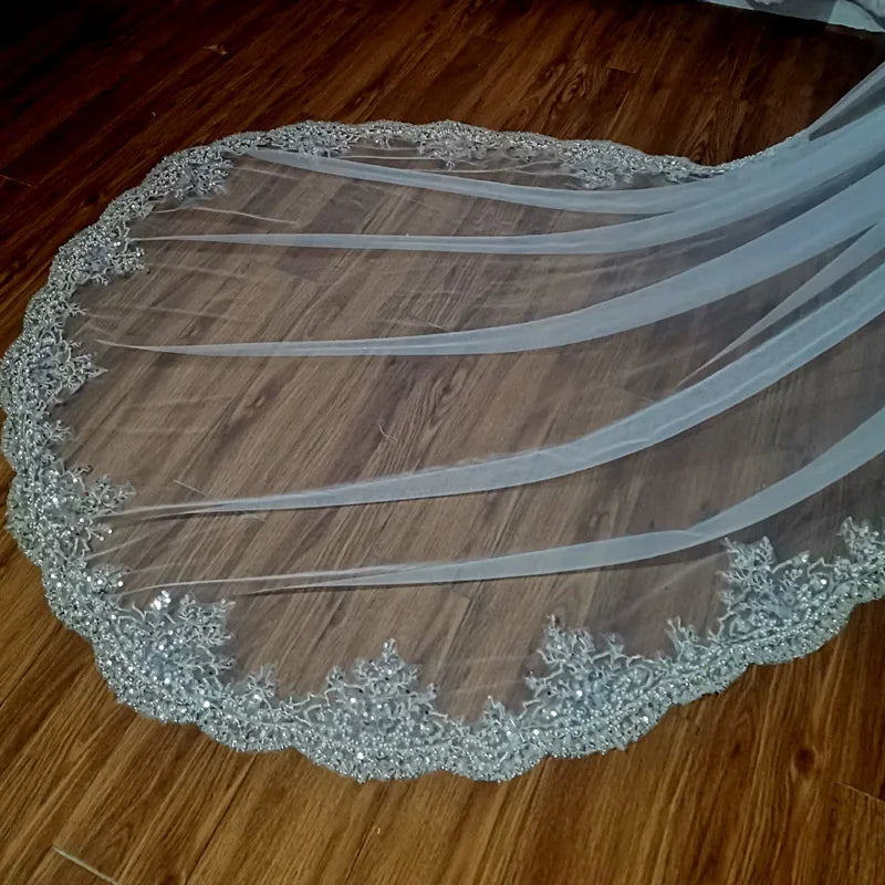 voile mariée blanc broderie paillettes transparent clips classique femme adulte