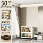 armoire rangement modulable pliable beige roulettes portes translucides jouets maison