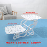 support gâteaux anniversaire blanc dentelle motifs floraux classique vintage niveaux assiettes carrées