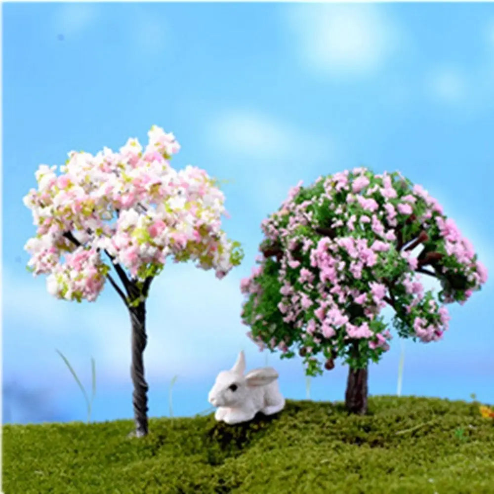 miniatures résine arbres feuilles fleurs vert jaune rose blanc paysage décoratif simulationextérieur
