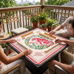tapis jeu mahjong carré motif tigre orange floral caoutchouc antidérapant jeux société